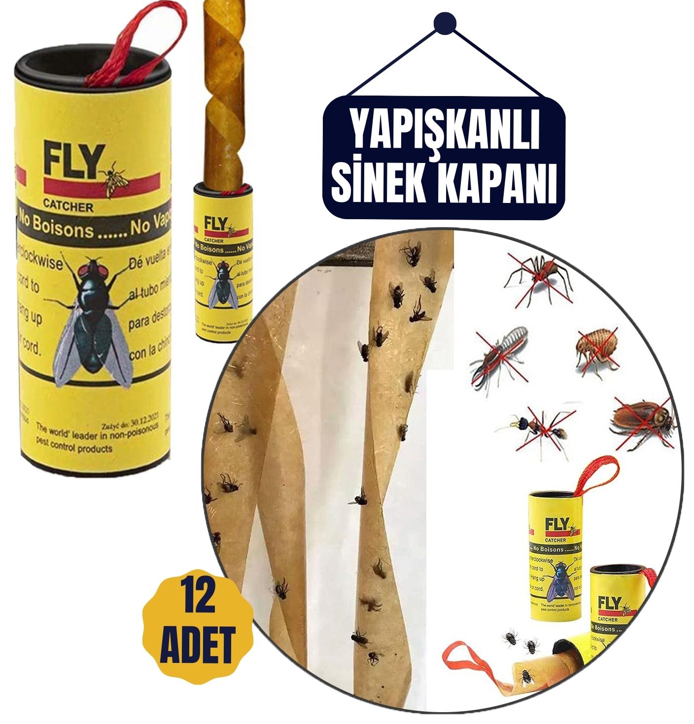 12 Adet Yapışkanlı Sinek Kapanı 74 cm 716516