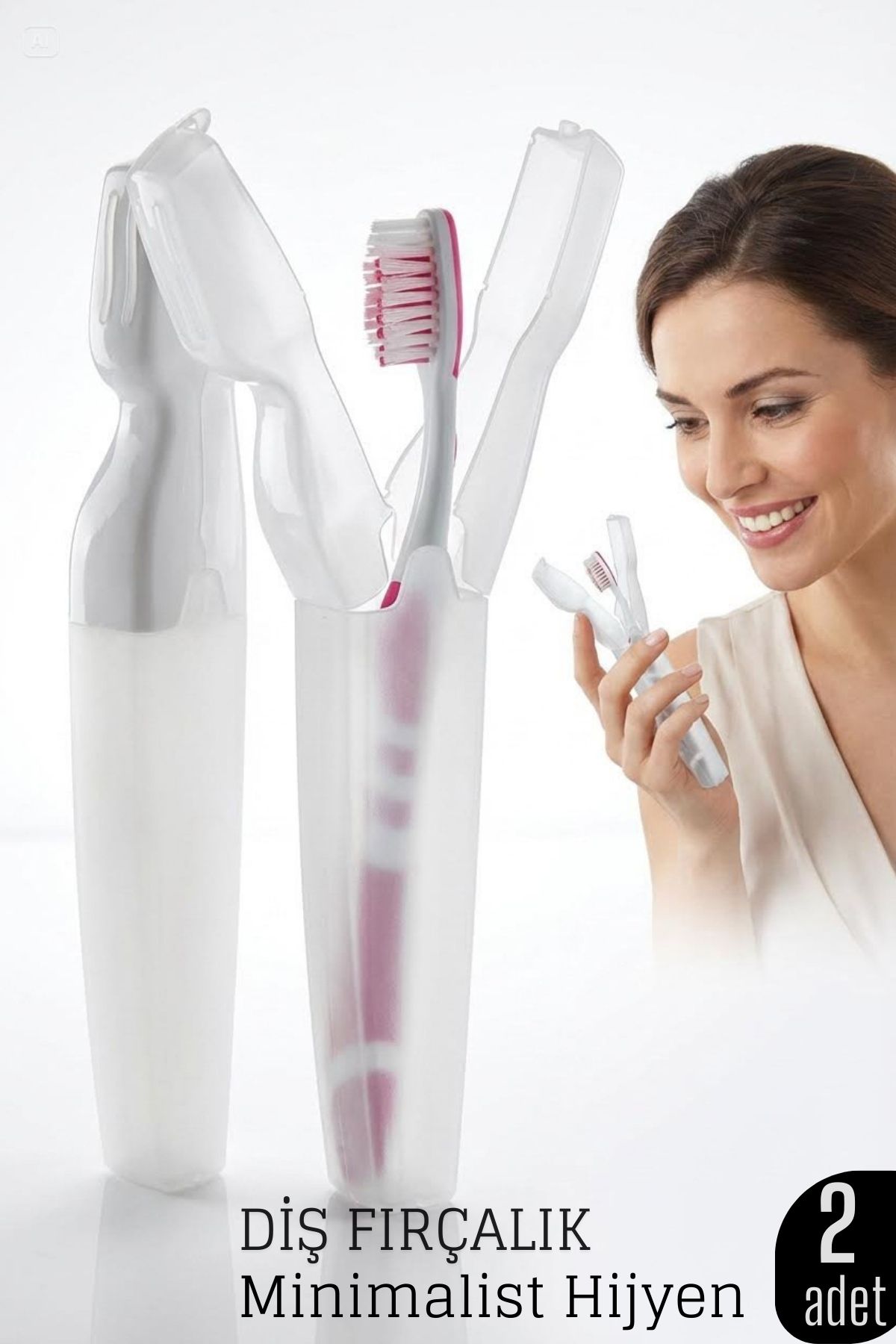 2'li Kapaklı Diş Fırçası Kutusu Kapaklı Diş Fırçalık – Hijyenik ve Şık Banyo Düzeni  718089