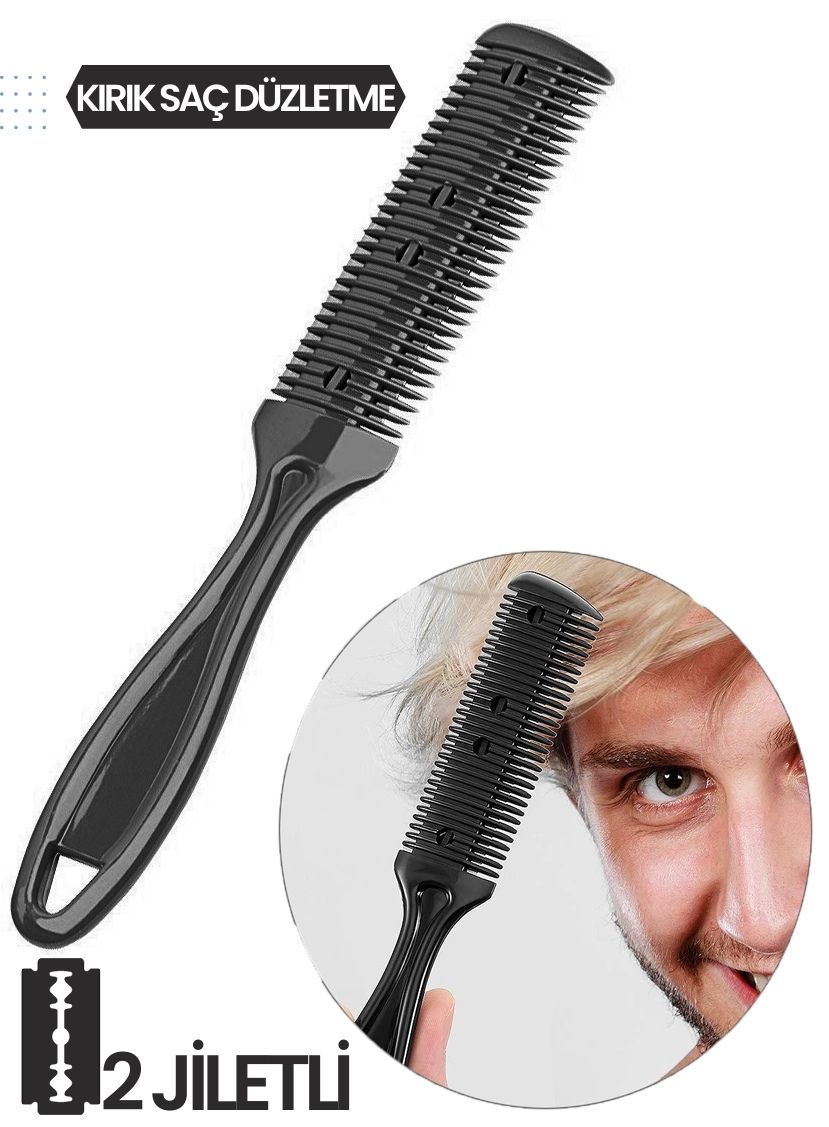2 Jiletli Kırık Saç Sakal Düzletme İnceltme Tarağı 716861