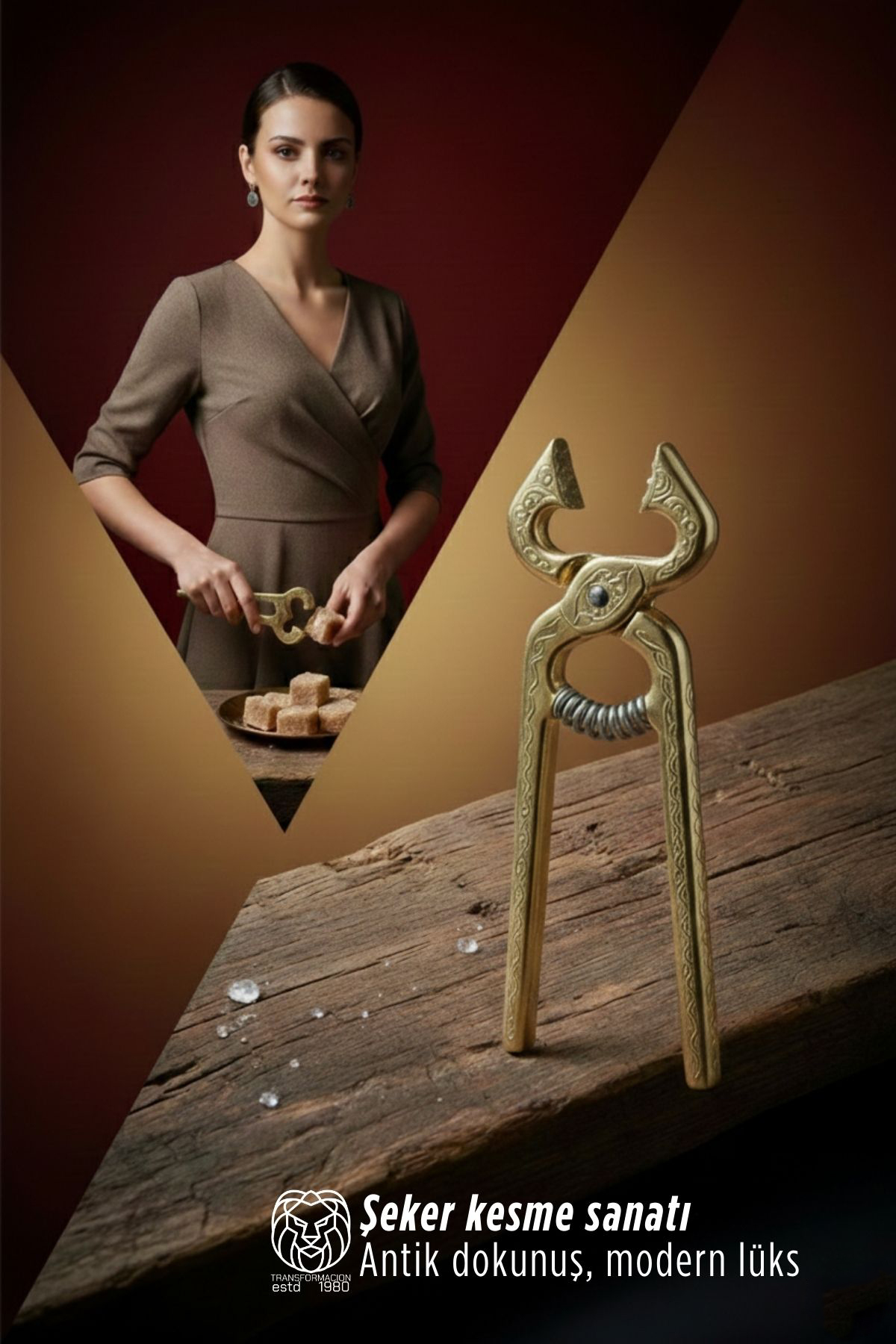 Selinay Serisi Osmanlı Motifli Gold Kıtlama Şeker Makası - 13 cm Antik Şeker Kırıcı 722901