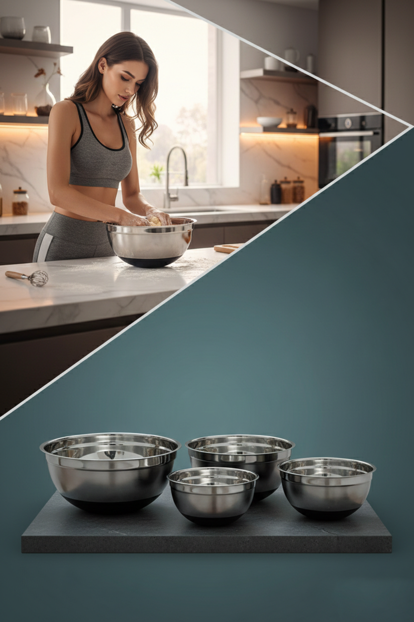 Chiara Serisi 4’lü Paslanmaz Çelik İç İçe Geçebilir Profesyonel Karıştırma Kasesi Seti 722898