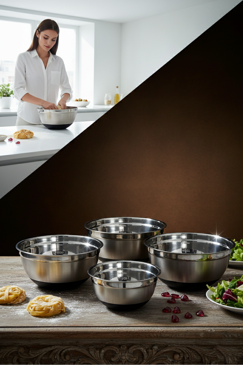 Chiara Serisi 4’lü Paslanmaz Çelik İç İçe Geçebilir Profesyonel Karıştırma Kasesi Seti 722898