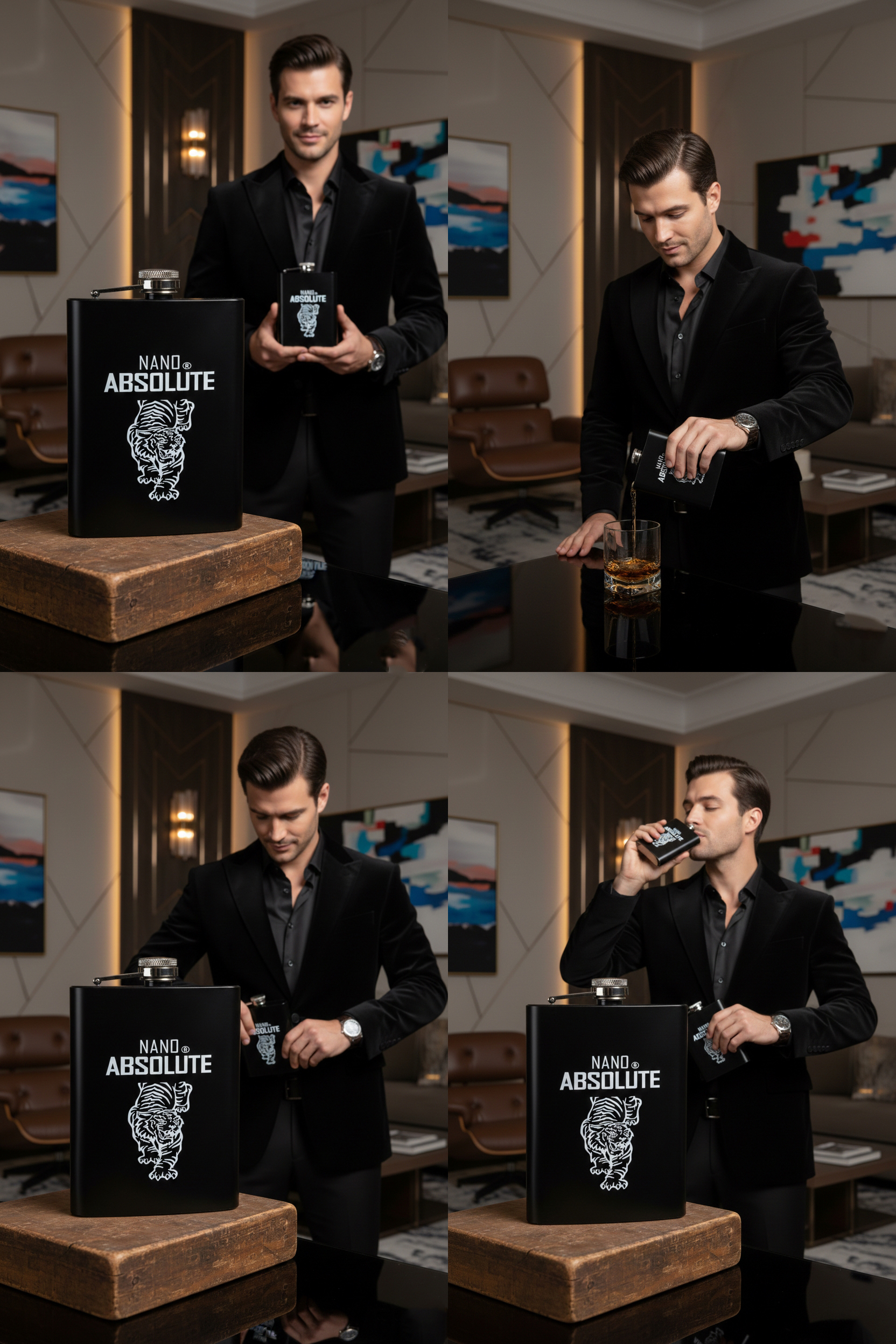 240 ml Mat Siyah Paslanmaz Çelik İçki Matarası 722910