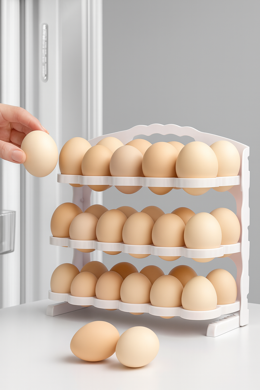 30’lu Katlanabilir Dolap Kapağına Yumurta Organizeri - Ultra Dayanıklı Mutfak Düzenleyici 722912