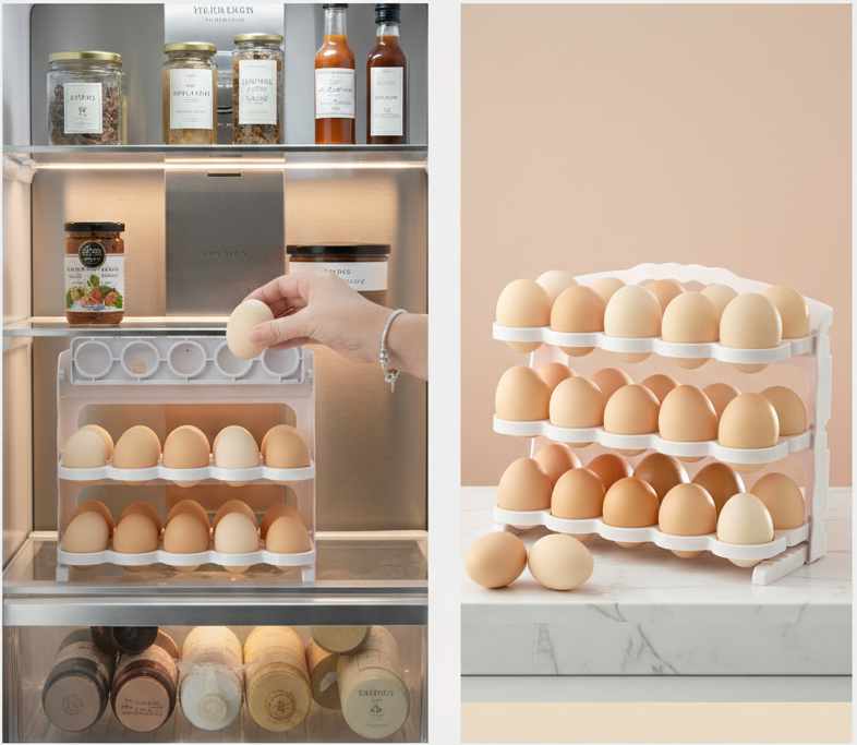 30’lu Katlanabilir Dolap Kapağına Yumurta Organizeri - Ultra Dayanıklı Mutfak Düzenleyici 722912