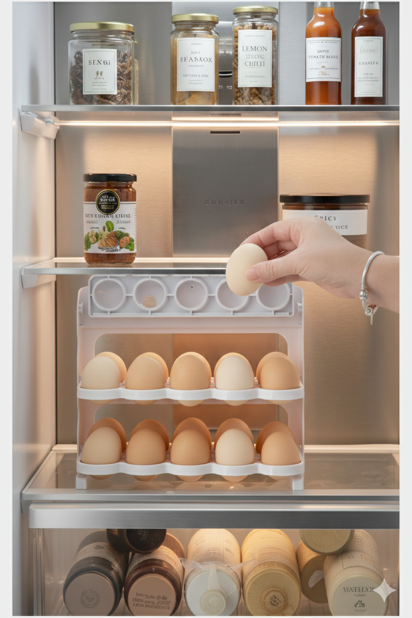 30’lu Katlanabilir Dolap Kapağına Yumurta Organizeri - Ultra Dayanıklı Mutfak Düzenleyici 722912