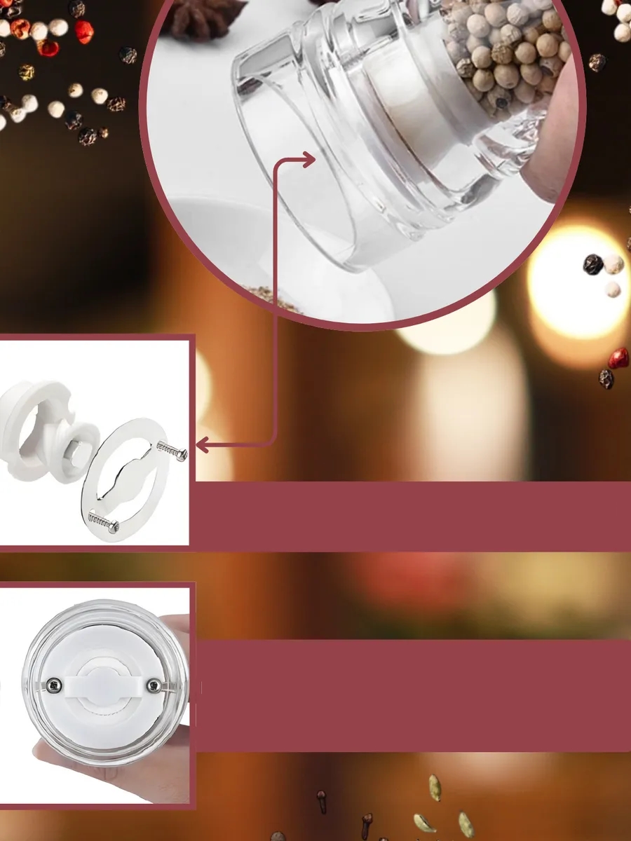 Alistair Serisi Kristal Akrilik Seramik Dişli Ayarlanabilir Lüks Baharat Öğütücü 16 cm 722917