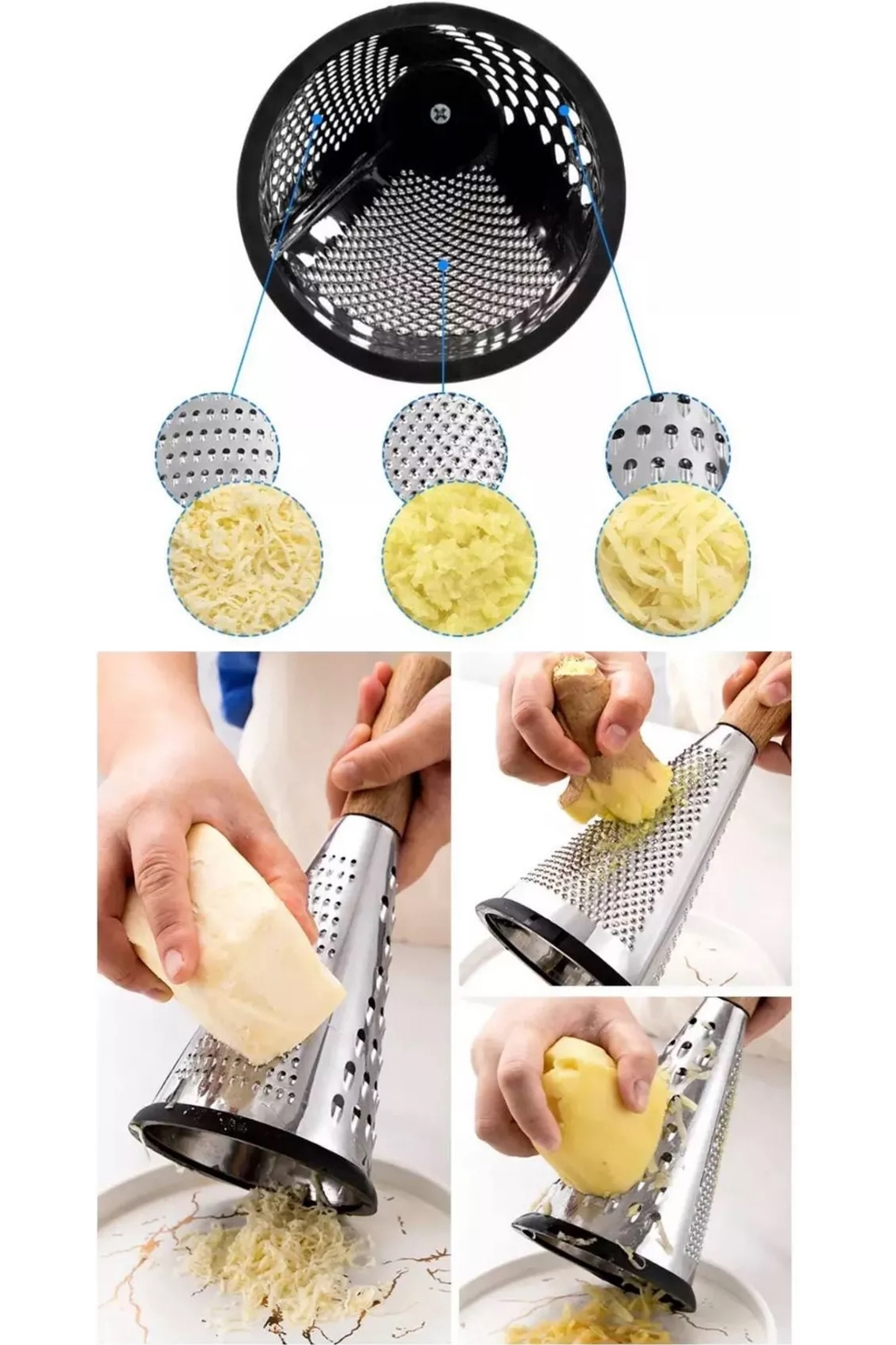 El Rendesi - Konik Tip Ergonomik 3 Taraflı Profesyonel 304 Paslanmaz Çelik 722920