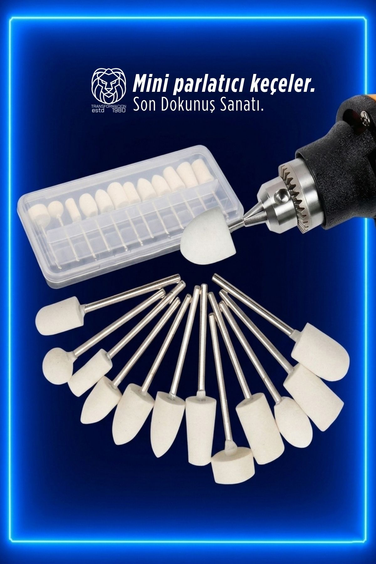 12'li Pimli Keçe Polisaj Seti | D remel Uyumlu Parlatma Metal Far Cam Ucu 722923