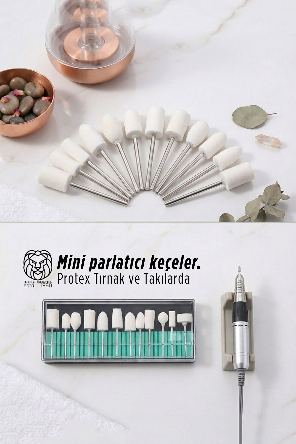 Alistair Serisi 12 Parça Profesyonel Protez Tırnak ve Takı Parlatma Keçe Seti 722926