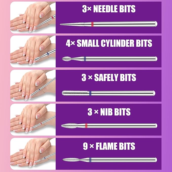 Bella Diamond 30'lu Profesyonel Elmas Freze Protez Jel Tırnak Törpü Ucu Seti 722928