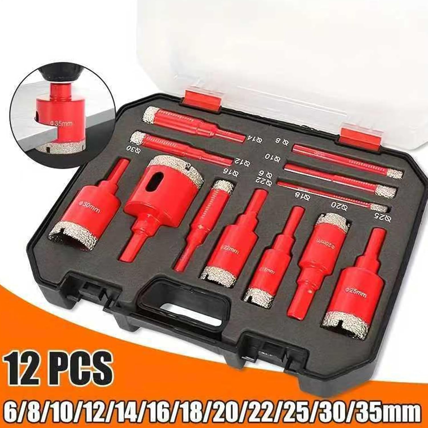 Diamond Pro 12 Parça Elmas Uçlu Mermer Fayans Delme Seti - Profesyonel Delici Panç  722929