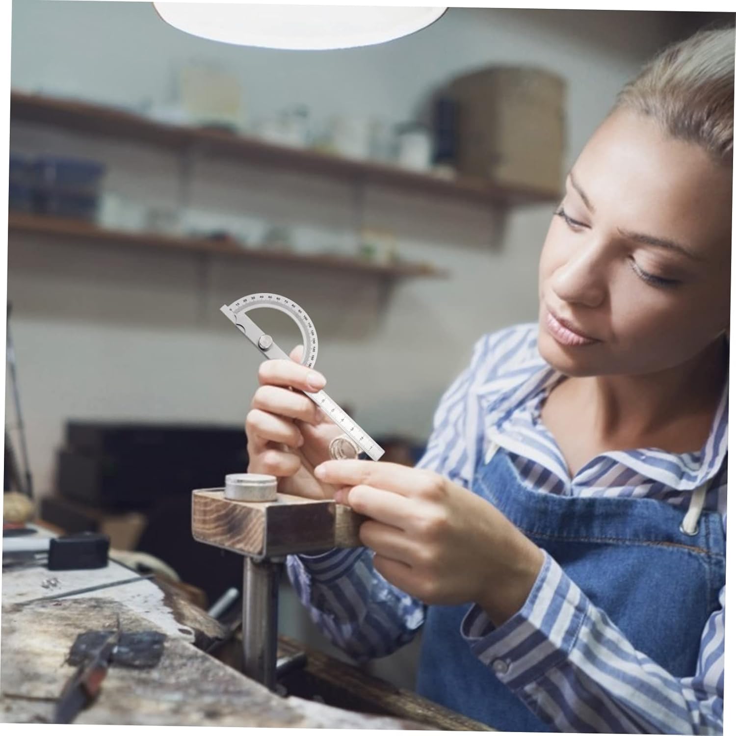 180 Derece Ayarlı Paslanmaz Çelik Açı Ölçer - Profesyonel İletki ve Hassas D Gönye  722930