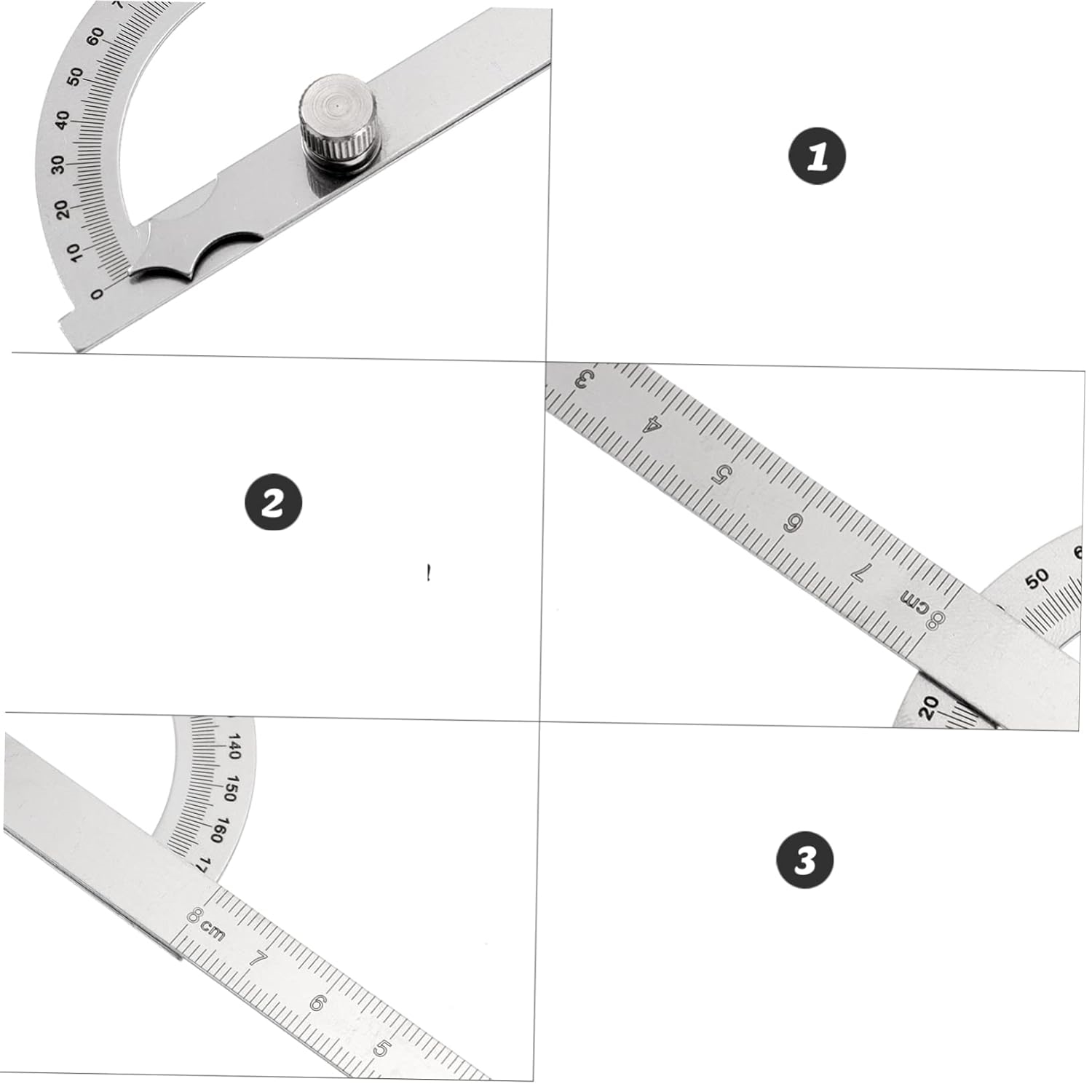 180 Derece Ayarlı Paslanmaz Çelik Açı Ölçer - Profesyonel İletki ve Hassas D Gönye  722930