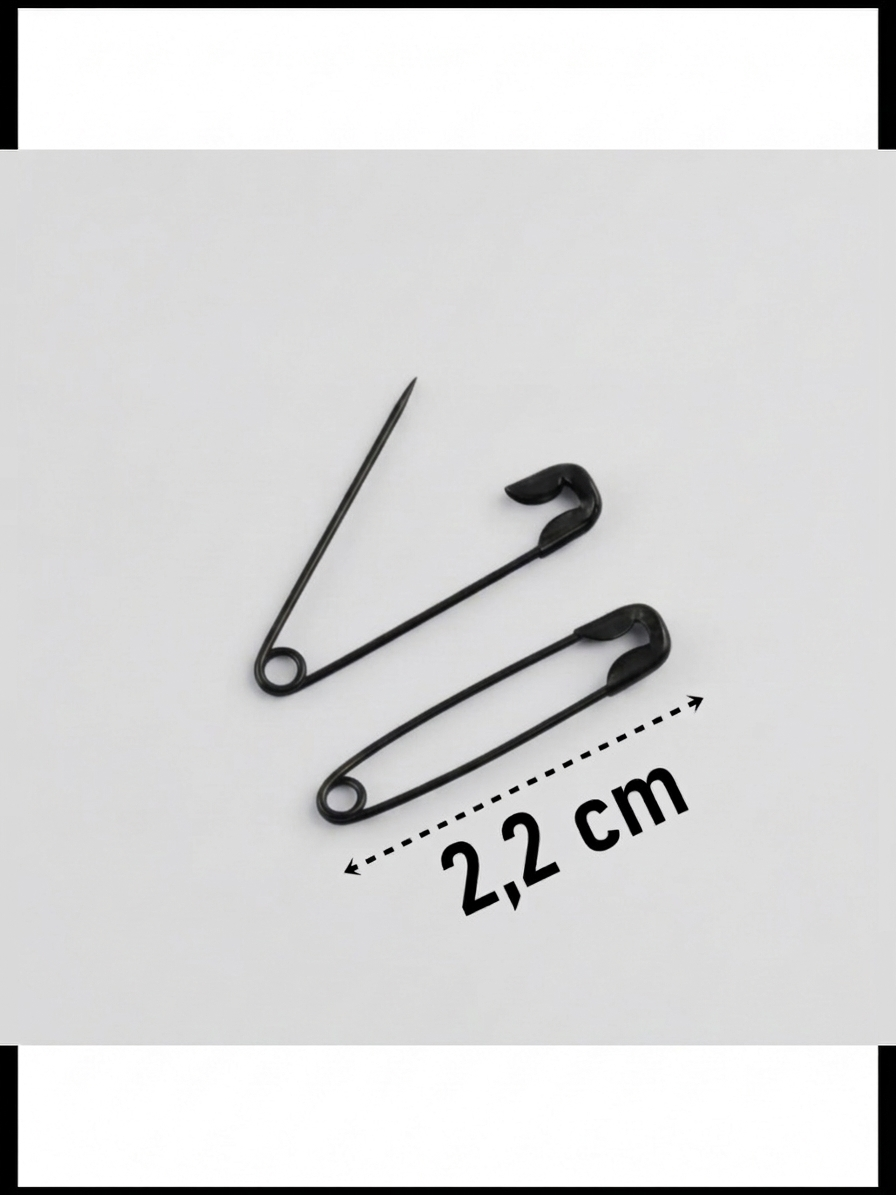 Siyah Mini Çengelli İğne Seti 50 Adet - 2.2 cm Paslanmaz Metal Tasarım, Hobi ve Terzi Aksesuarı 722936