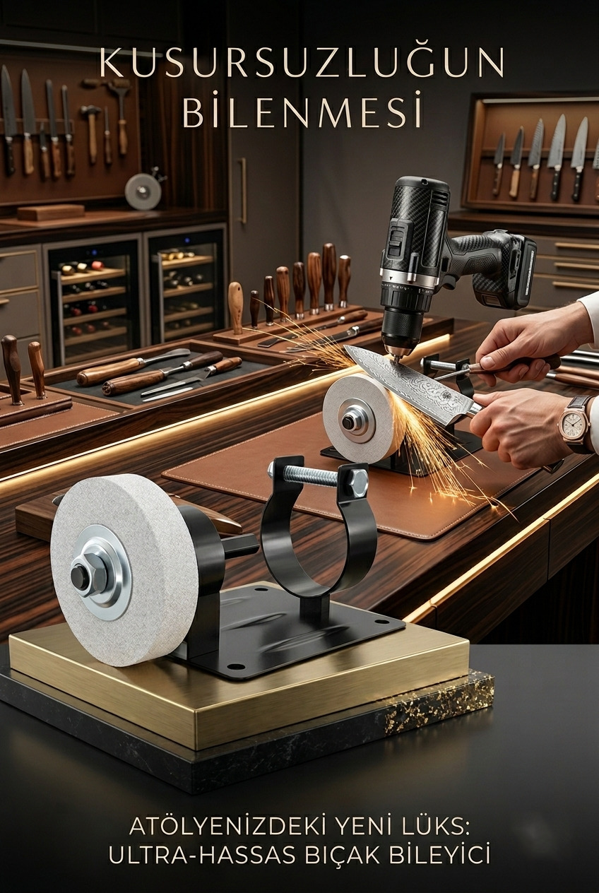  Matkap Uyumlu Bıçak Bileme Aparatı - Sabitleme Standlı Profesyonel Bileyici 722937