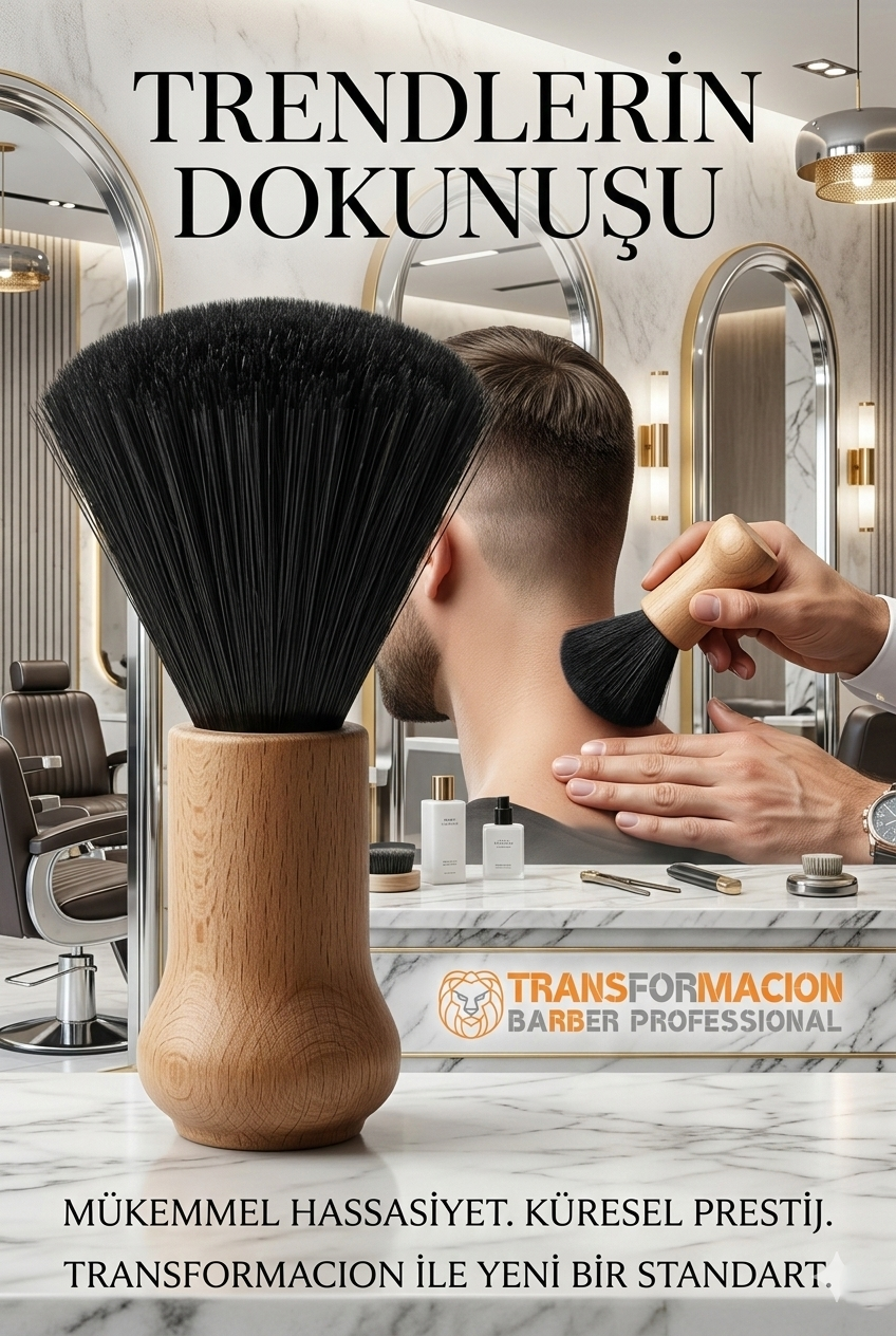 Profesyonel Ahşap Saplı Berber Ense Fırçası - Lüks Seri 722959