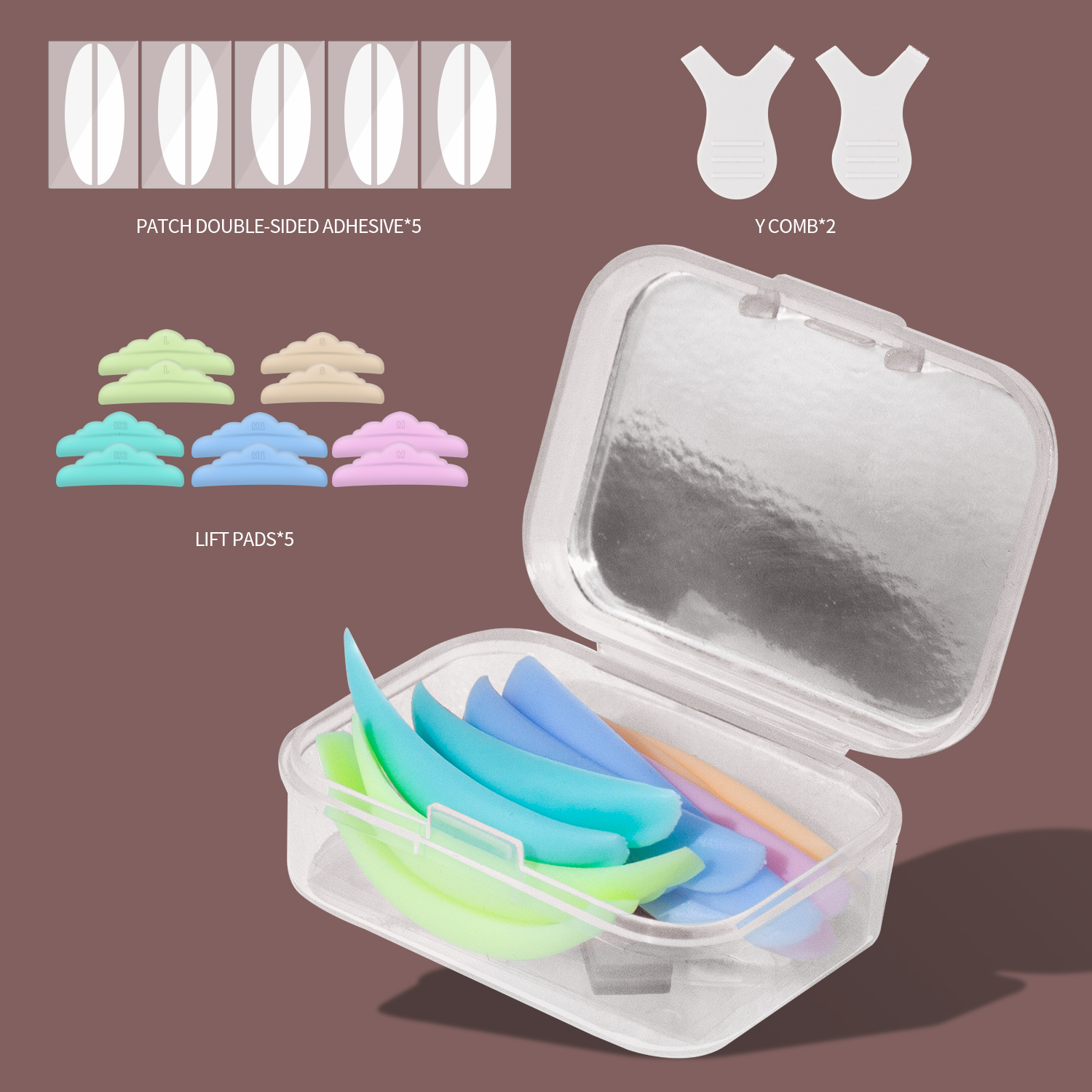 KAHVERENGİ Profesyonel 4'ü 1 Arada Kaş Laminasyon ve Kirpik Lifting Kiti - Özel Etiketli Kore Serisi 722965