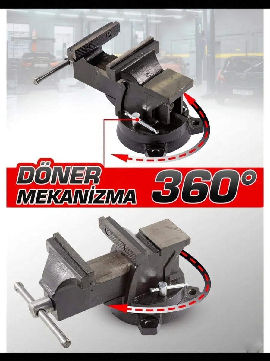 Hardware Professional 150 mm Ağır Hizmet Tipi 360° Döner Tabanlı Masa Mengenesi 722971