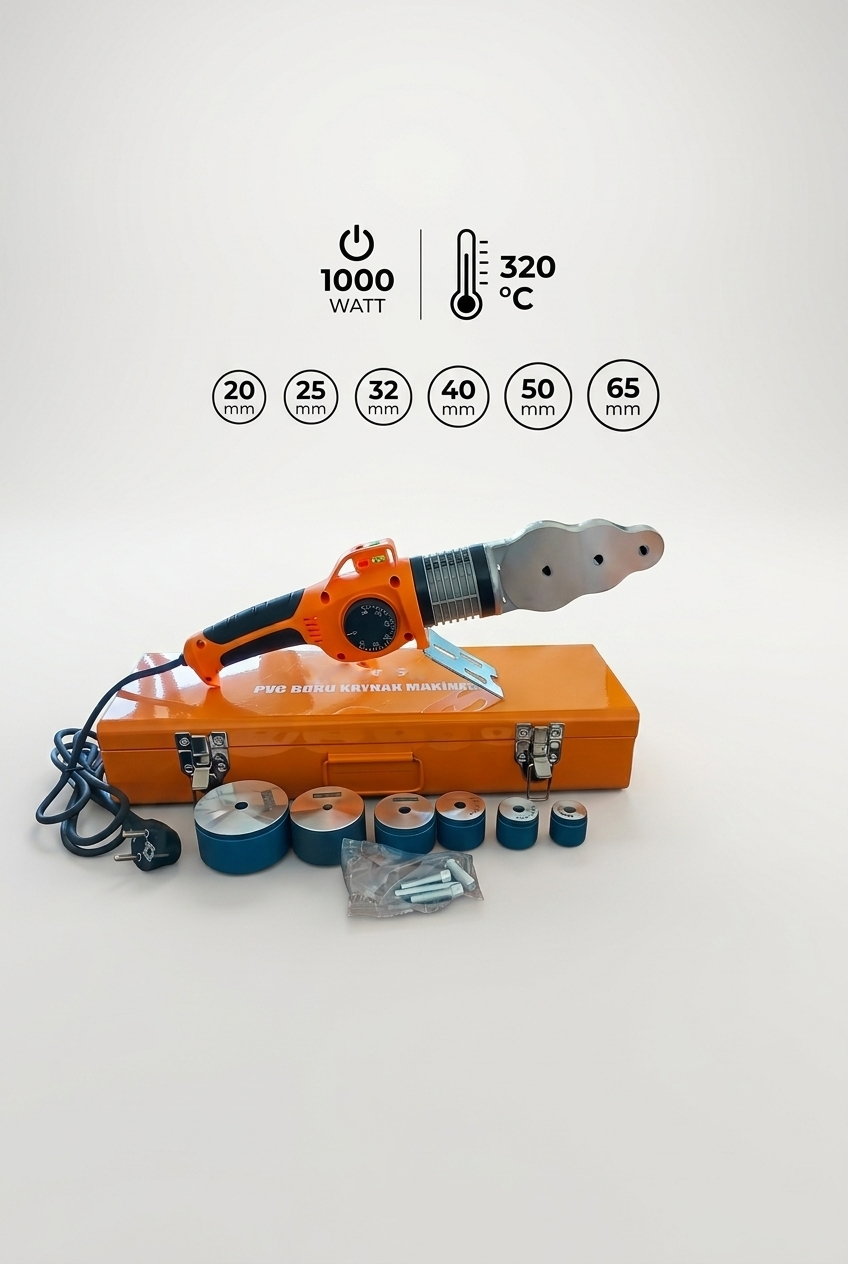 1000W Profesyonel PVC Boru Kaynak Makinesi - 6 Paftalı 320°C Metal Çantalı Set 722973