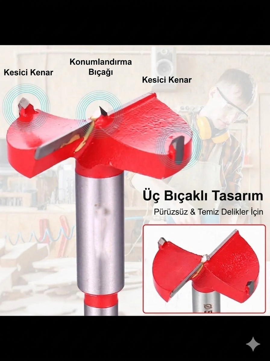 50 MM Ahşap Menteşe Yuvar Teri Açma Ahşap Delme Matkap Ucu 1 cm Şaft 722978