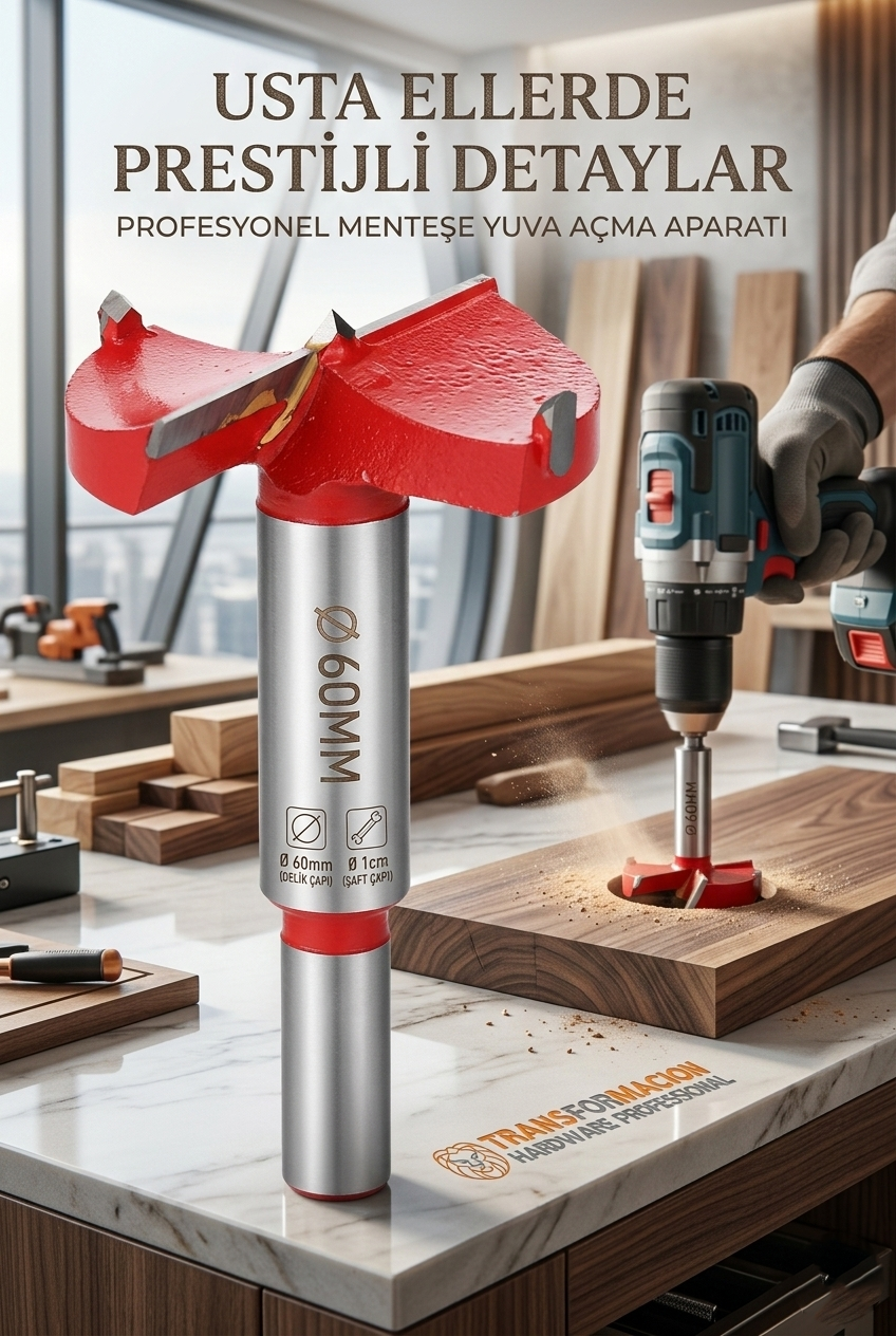 60 MM Ahşap Menteşe Yuvar Teri Açma Ahşap Delme Matkap Ucu 1 cm Şaft 722979