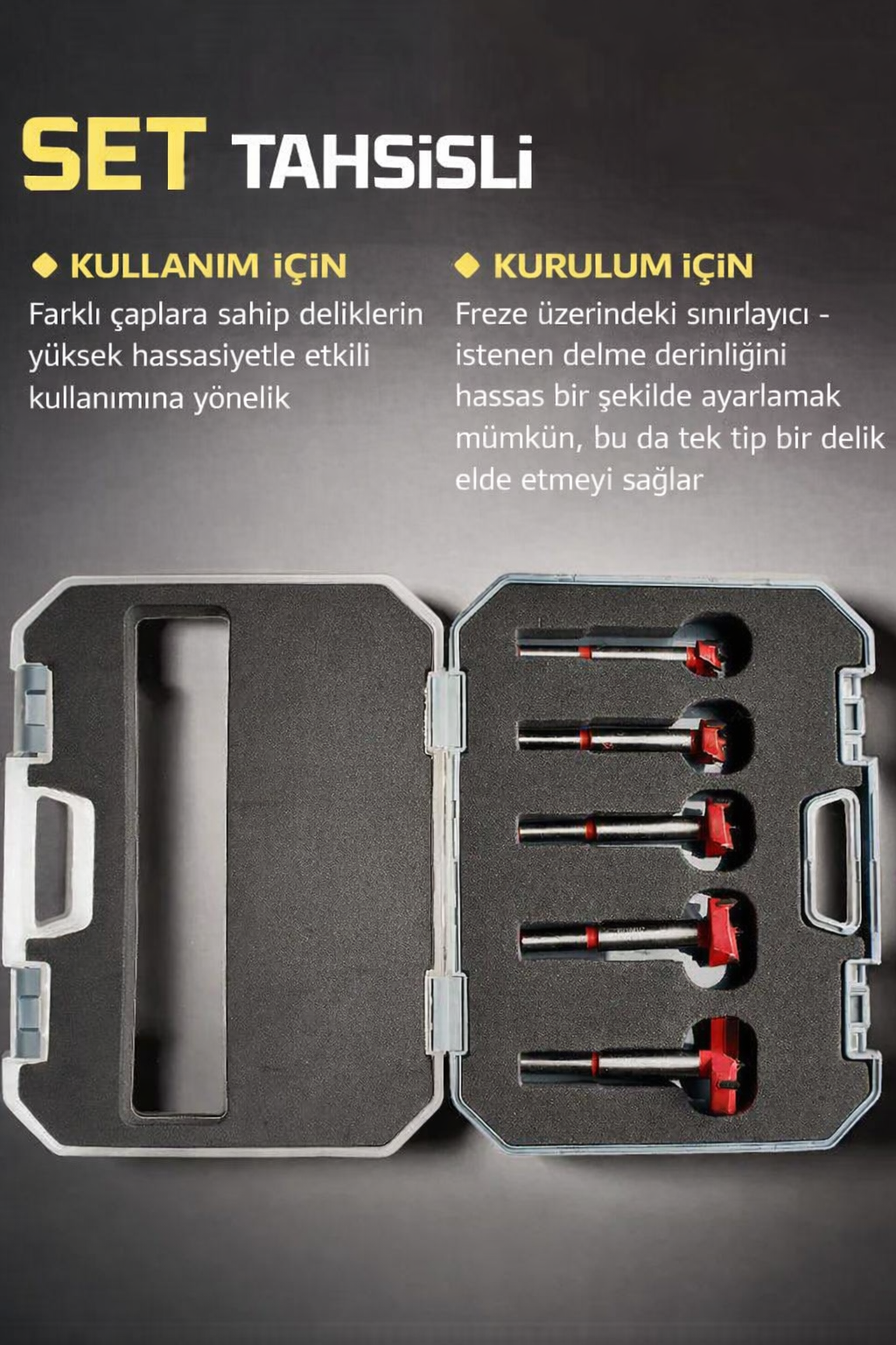 Pro-Series: 5’li Ahşap Menteşe Yuva Açma ve Hassas Delik Panç Seti - Karl Edition 722981