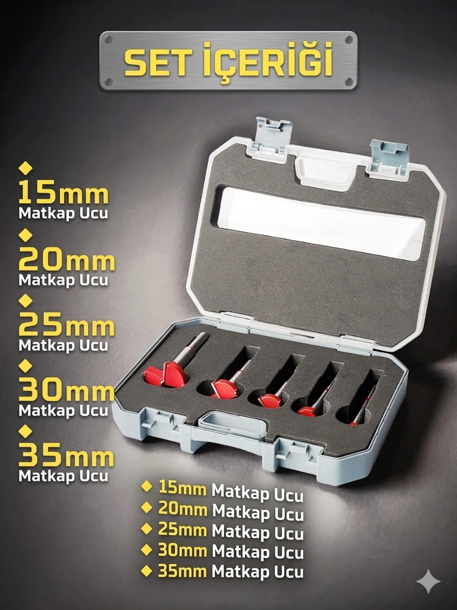 Pro-Series: 5’li Ahşap Menteşe Yuva Açma ve Hassas Delik Panç Seti - Karl Edition 722981