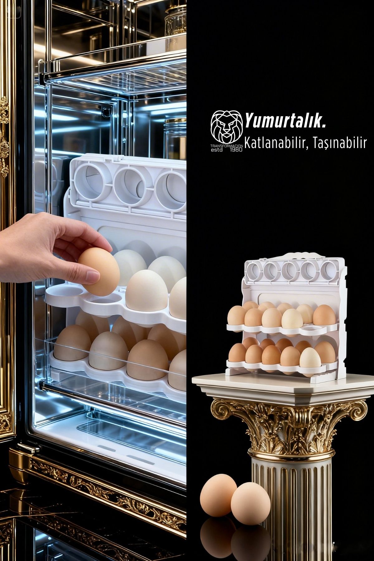 30’lu Katlanabilir Dolap Kapağına Yumurta Organizeri - Ultra Dayanıklı Mutfak Düzenleyici 722912