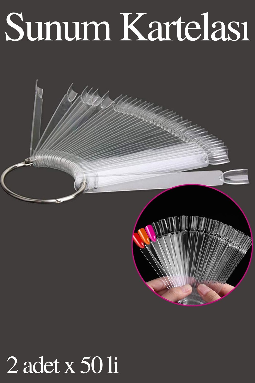 Protez Tırnak Sunum Kartelası ŞEFFAF 100 LÜ 718553