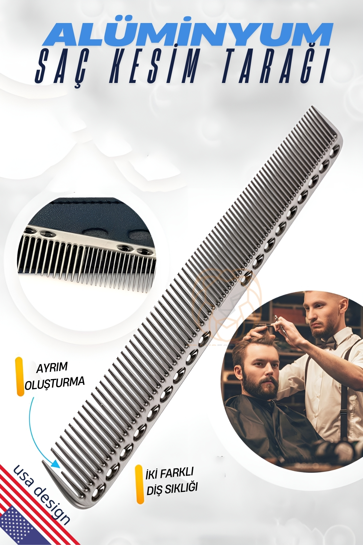 Transformacion Alüminyum Saç Kesim Tarağı Saç Şekillendirme Düzeltme Tarağı GRİ 721400