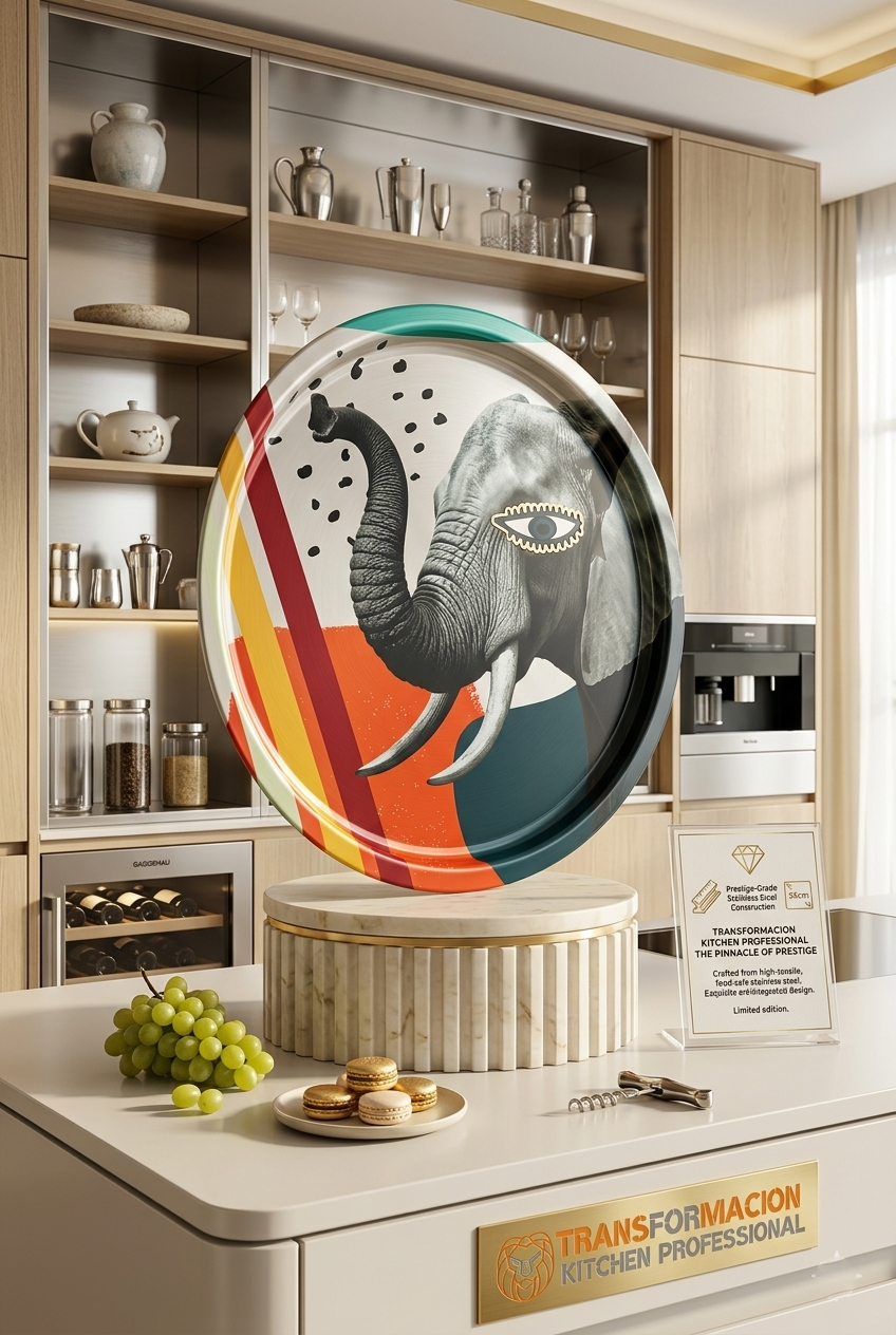 Rebel Sanatsal Tasarım Sunum Tepsisi - 35 cm Majestic Fil  Frida Keller Serisi 722986