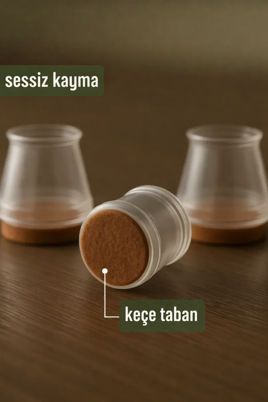  Silent Keçe Tabanlı Şeffaf Sandalye Ayak Koruyucu 24'lü Set 723001