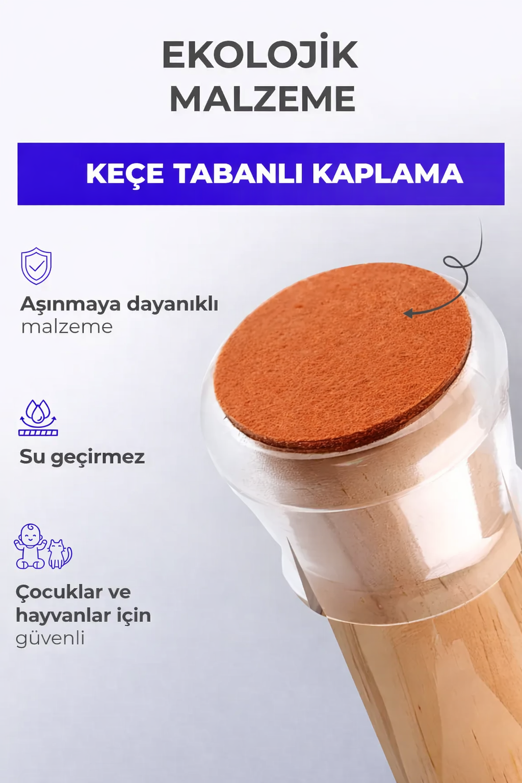  Silent Keçe Tabanlı Şeffaf Sandalye Ayak Koruyucu 24'lü Set 723001