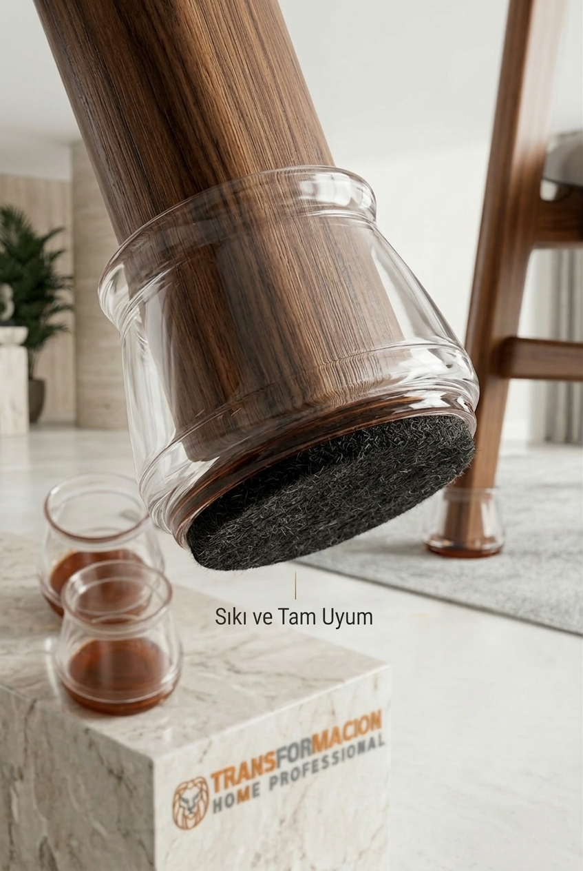  Silent Keçe Tabanlı Şeffaf Sandalye Ayak Koruyucu 24'lü Set 723001