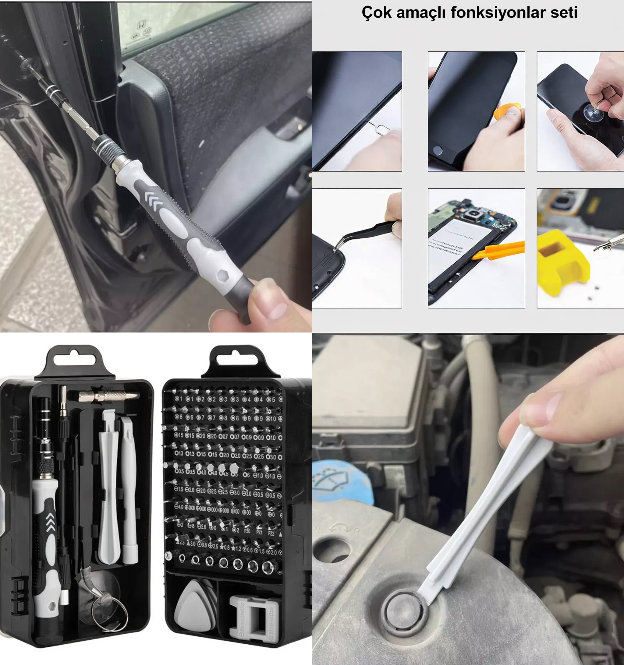 115 Parça Profesyonel Hassas Tornavida Tamir Seti  Cep Telefonu Tablet Laptop 723004