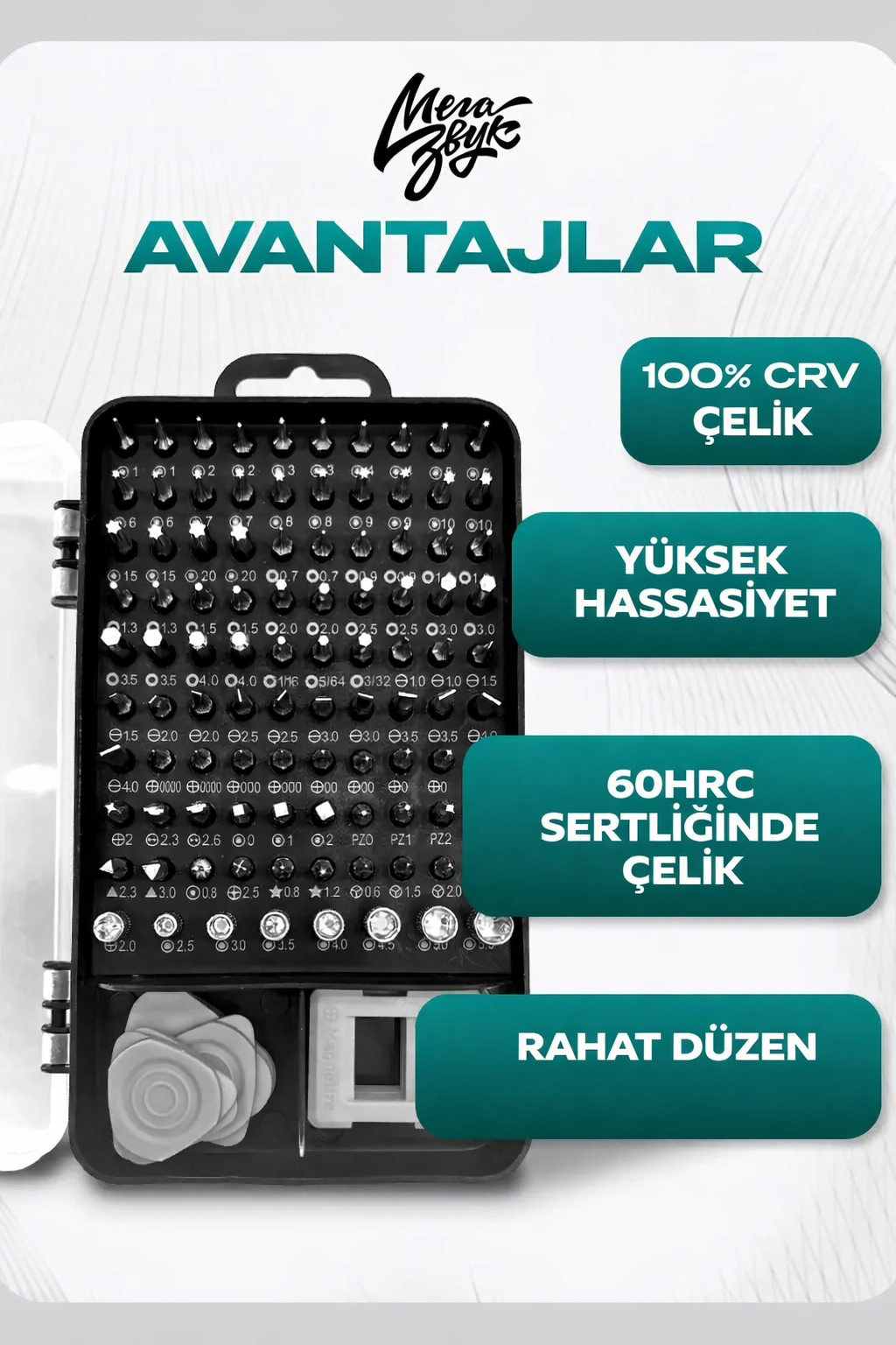 115 Parça Profesyonel Hassas Tornavida Tamir Seti  Cep Telefonu Tablet Laptop 723004