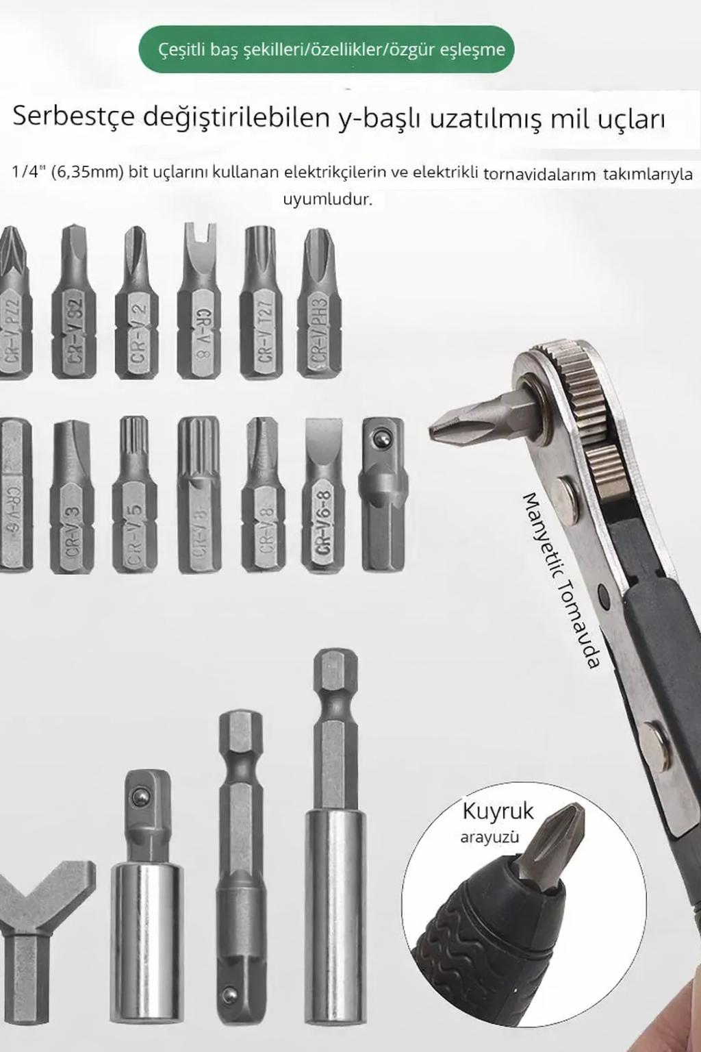 100 Parça Profesyonel CR-V Bits Uç Tornavida Seti 723005