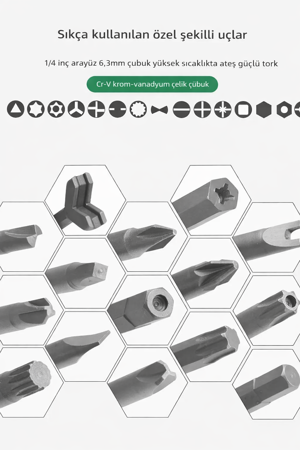 100 Parça Profesyonel CR-V Bits Uç Tornavida Seti 723005