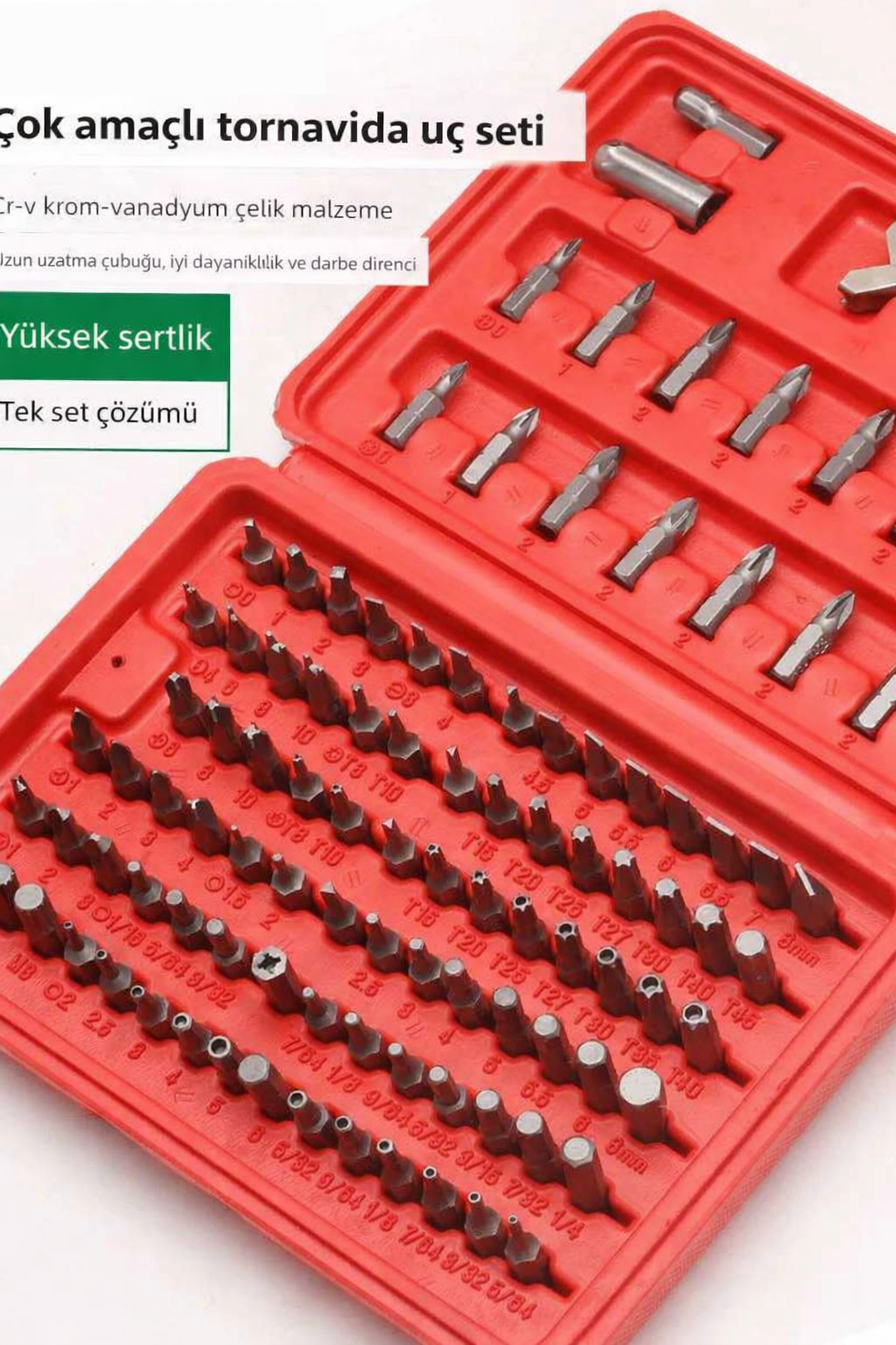 100 Parça Profesyonel CR-V Bits Uç Tornavida Seti 723005