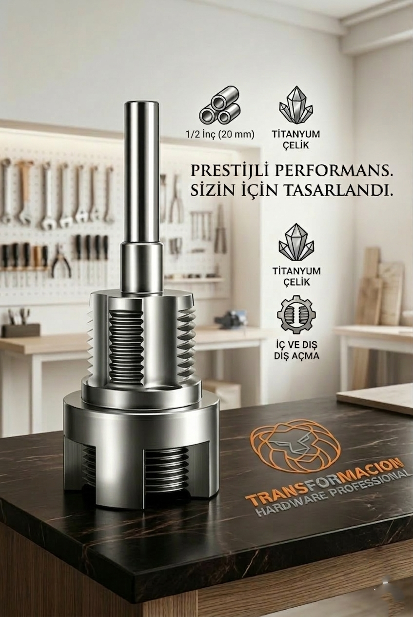 Profesyonel Titanyum PPRC PVC Boru Diş Açma Aparatı – 1/2” (20 mm) Boru Raybası | Mükemmel Kalibrasyon Anahtarı 723008