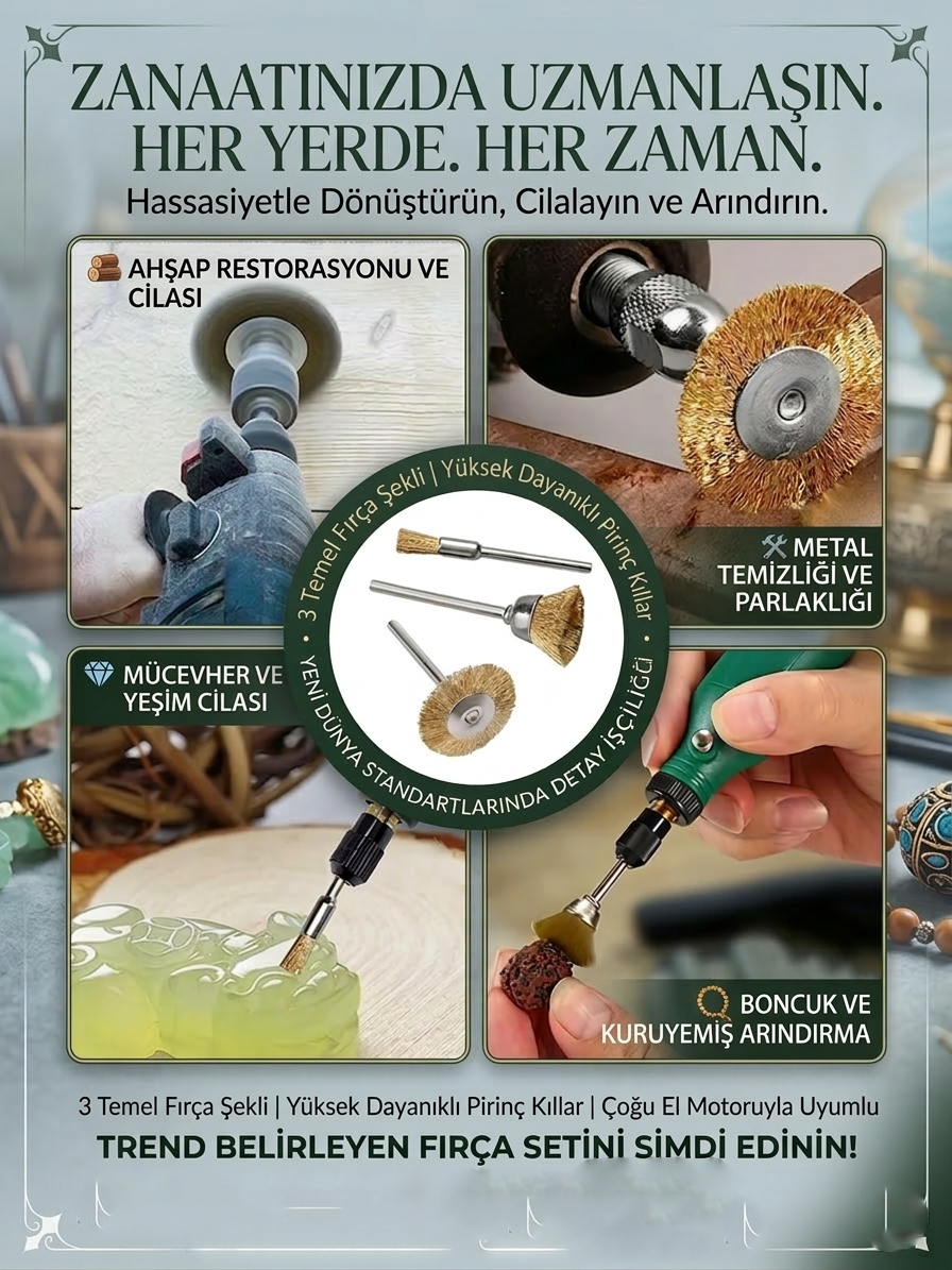 Masterworks 6 Parça Gravür Tel Fırça Seti | 3mm Şaft, Pirinç & Çelik 723013