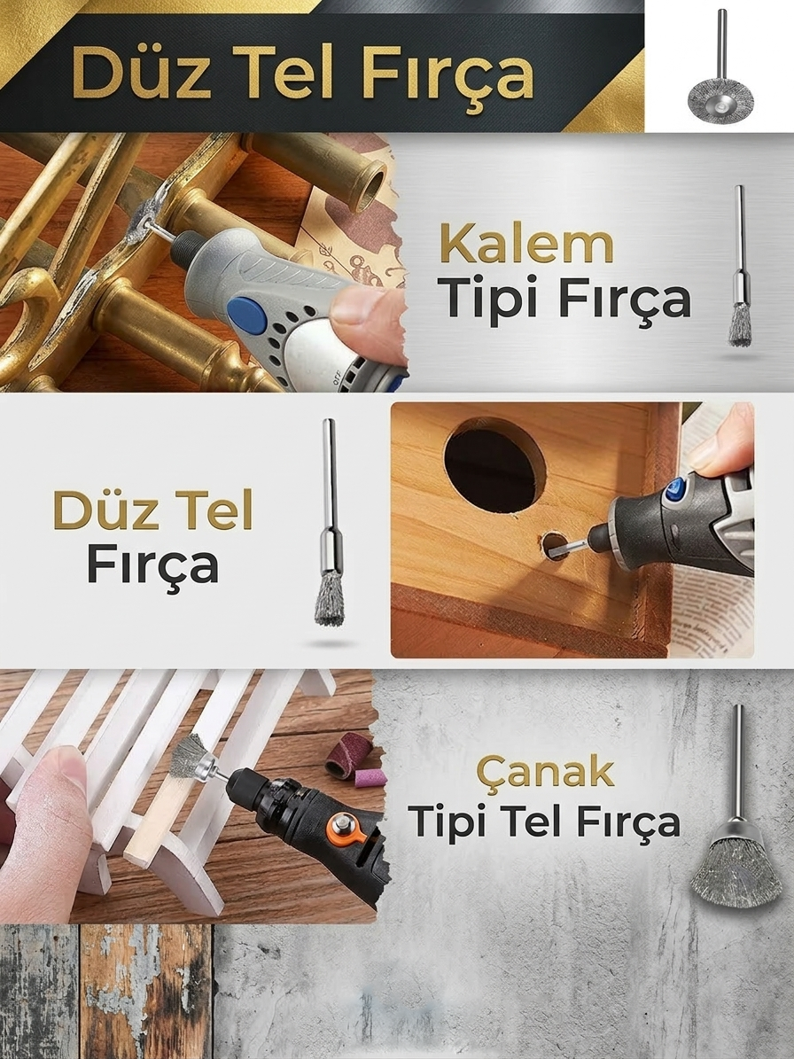 Masterworks 6 Parça Gravür Tel Fırça Seti | 3mm Şaft, Pirinç & Çelik 723013