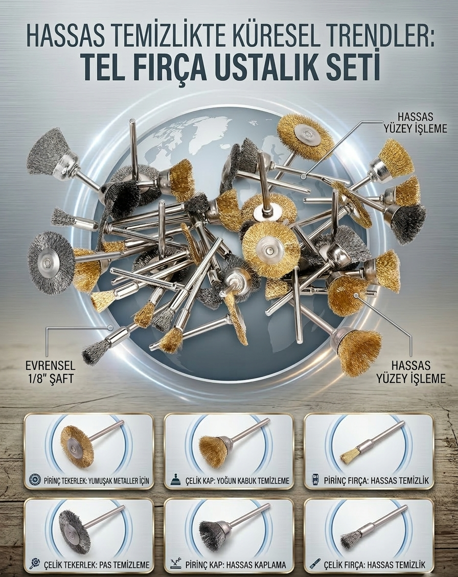 Masterworks 6 Parça Gravür Tel Fırça Seti | 3mm Şaft, Pirinç & Çelik 723013