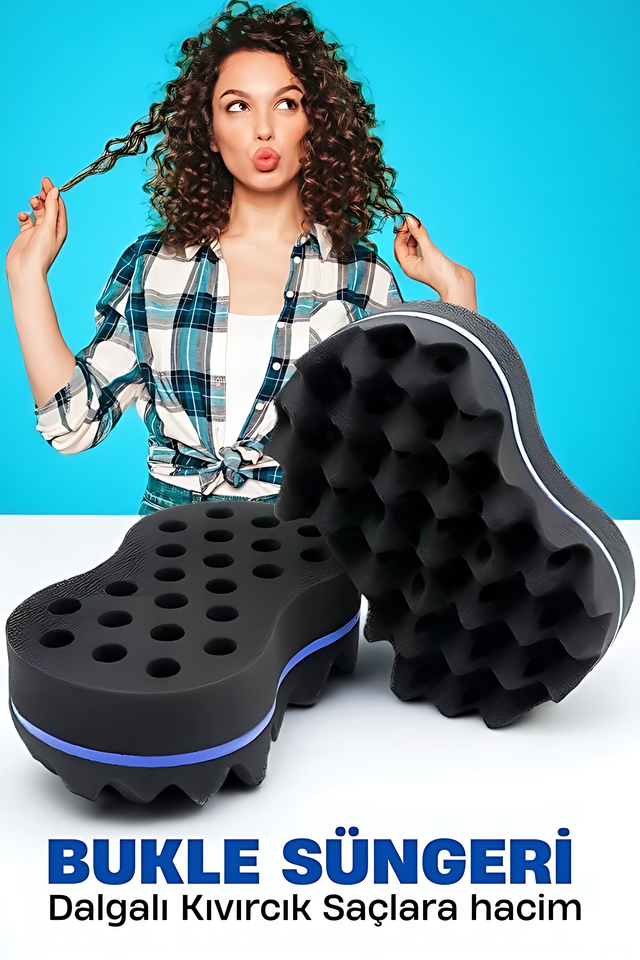 Bukle Süngeri Dalgalı Kıvırcık Saçlara Bakım Süngeri 721591