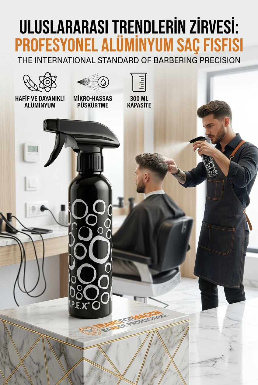 Alüminyum Metal Berber Kuaför Su Spreyi Şişesi Profesyonel Saç Fısfısı 300 ML 723020