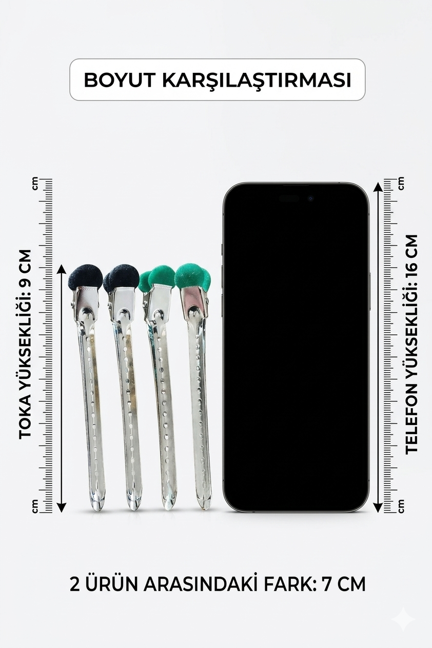  Kadife Uçlu, Paslanmaz Çelik Profesyonel Saç Ayırma Pens Toka 723022