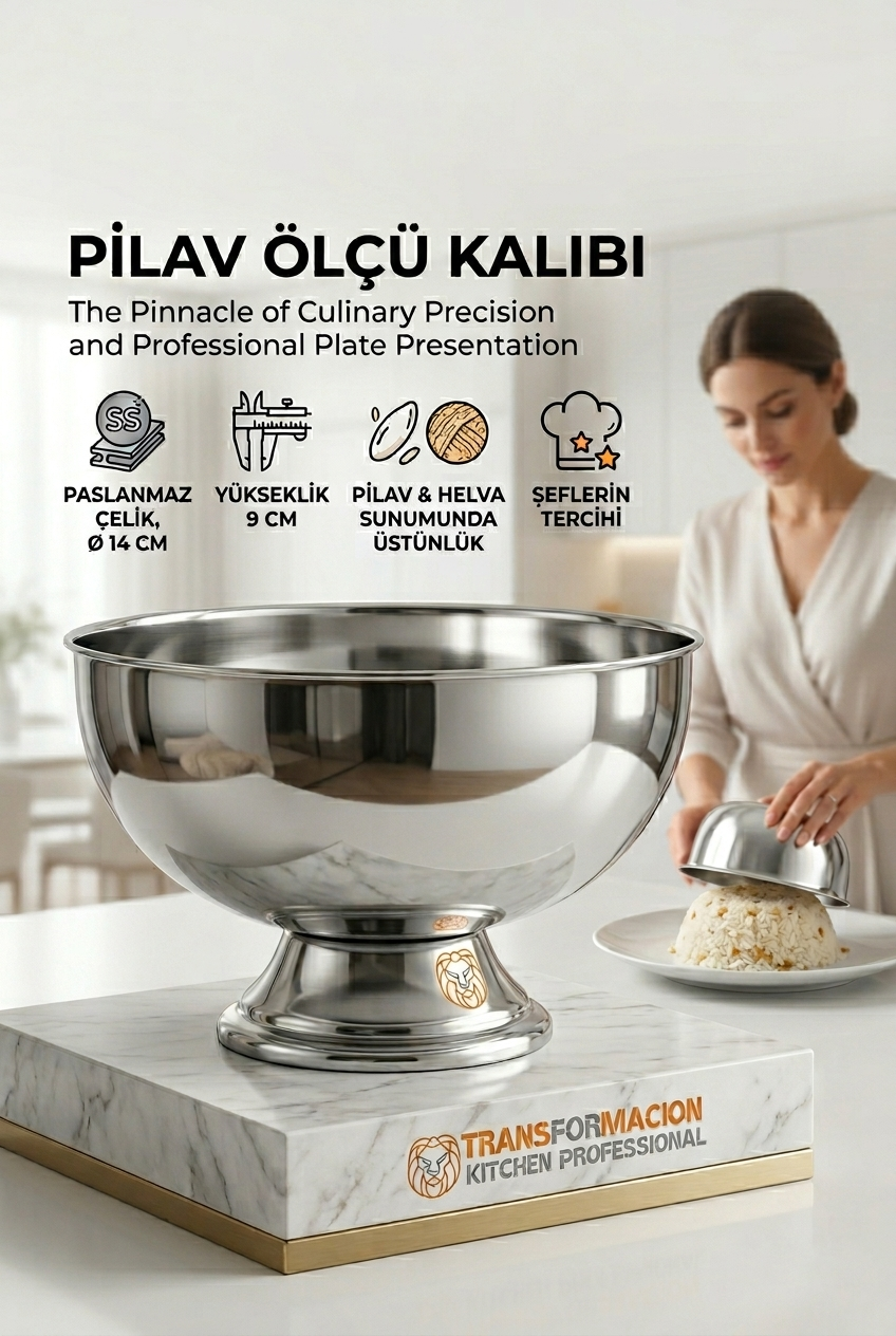 Profesyonel 14 Cm Çapında Pilav Kalıbı - Helva Kalıbı 304 Paslanmaz Çelik  723025