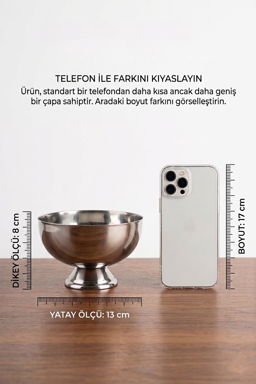 4 lü  Ayaklı Dondurma Tatlı Kokteyl ve Sunum Kasesi -  Paslanmaz Çelik 13 cm 723026