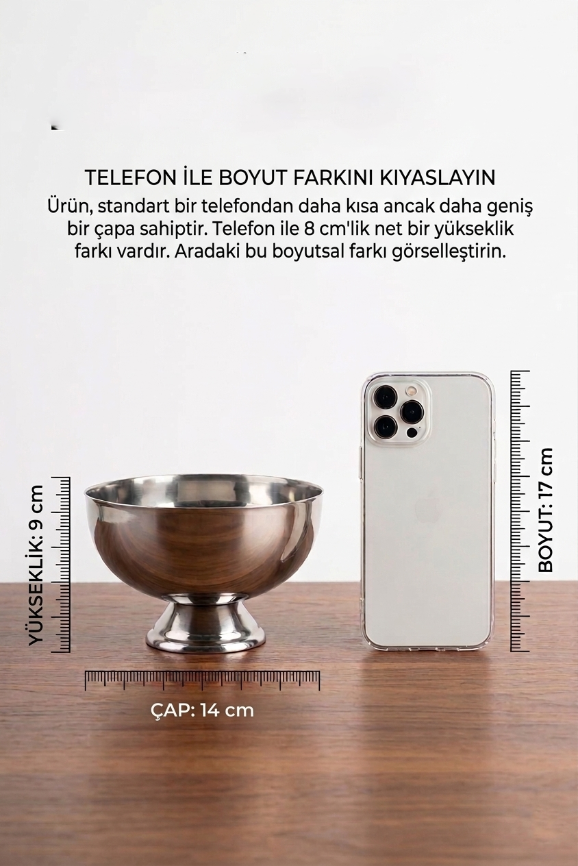 4 lü  Ayaklı Dondurma Tatlı Kokteyl ve Sunum Kasesi -  Paslanmaz Çelik 14 cm 723027